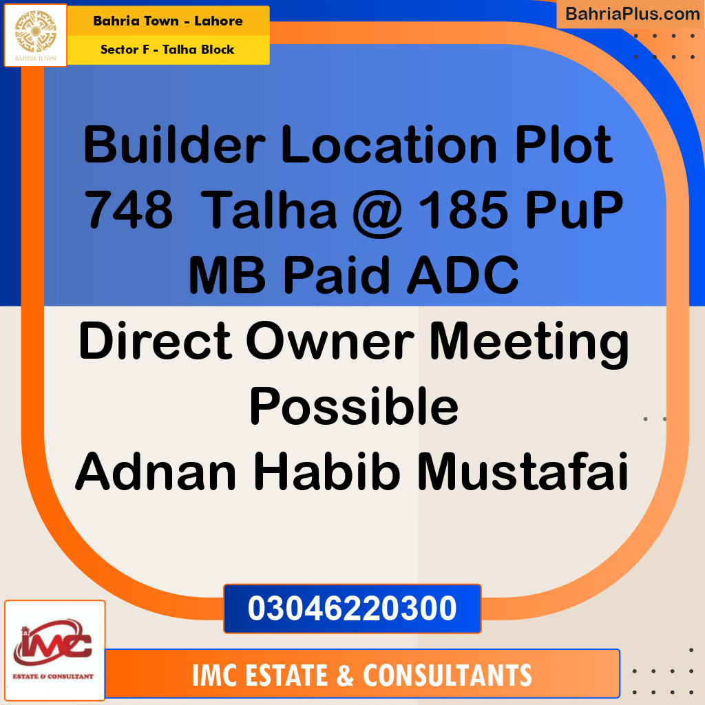 Residential Plot for Sale in Sector F - Talha Block -  Bahria Town, Lahore - (BP-227659)