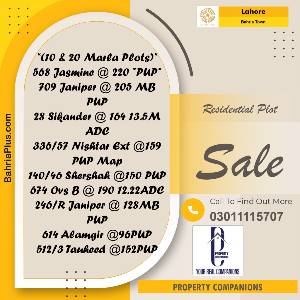 Residential Plot for Sale in Bahria Town, Lahore - (BP-227686)