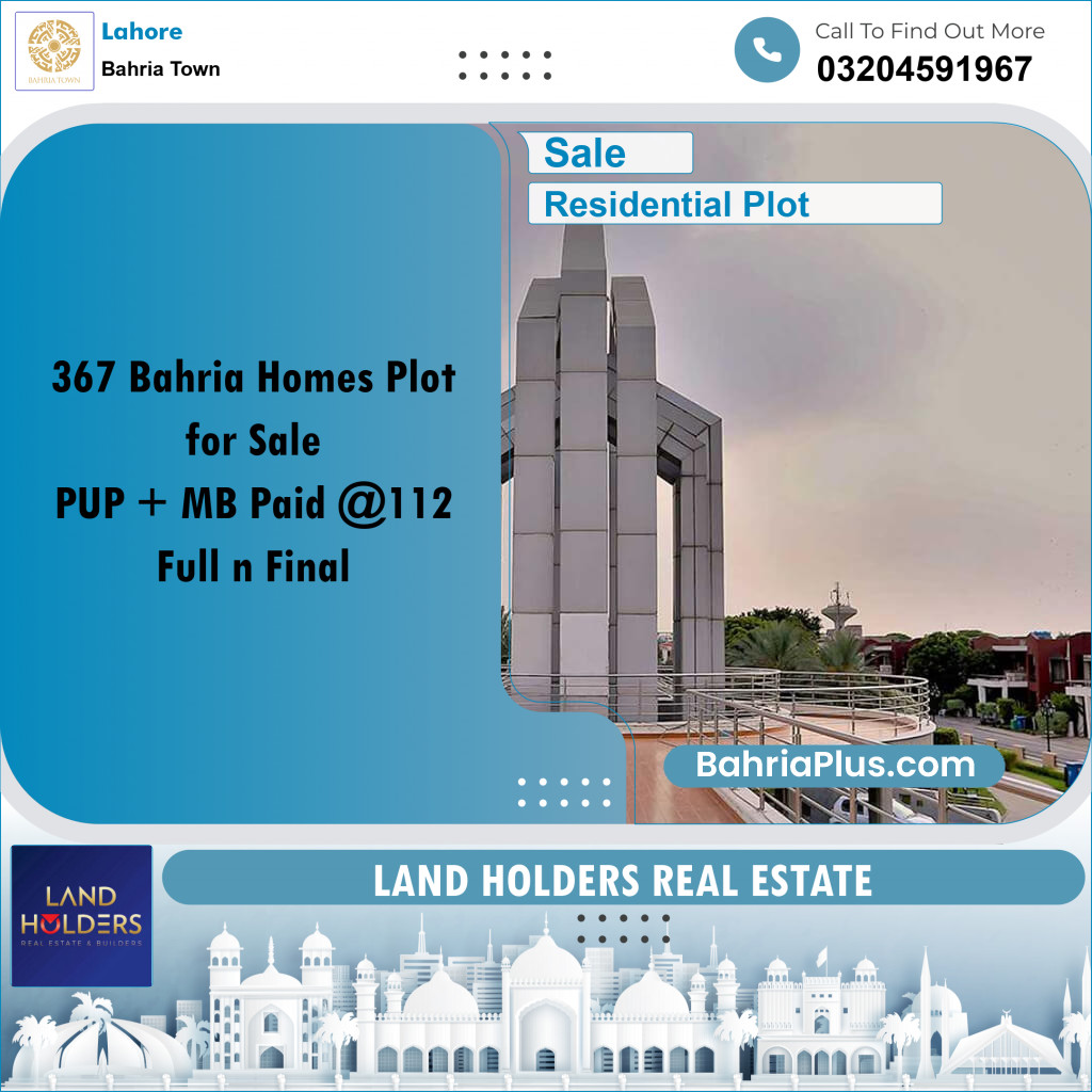 Residential Plot for Sale in Bahria Town, Lahore - (BP-227692)