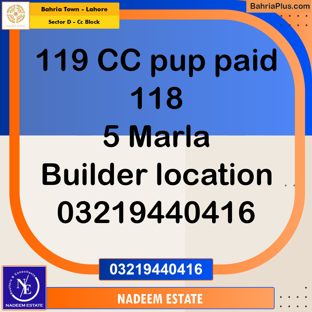 Residential Plot for Sale in Sector D - CC Block -  Bahria Town, Lahore - (BP-227736)
