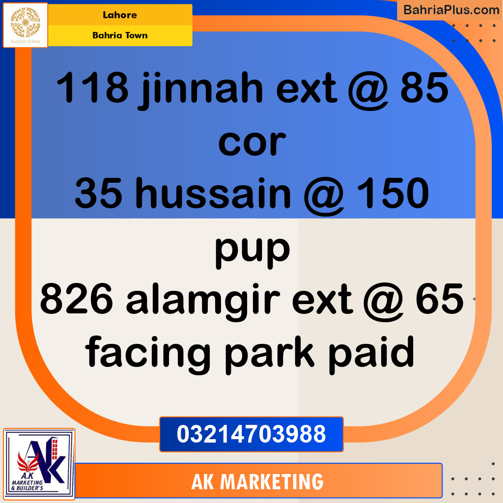 Residential Plot for Sale in Bahria Town, Lahore - (BP-227802)