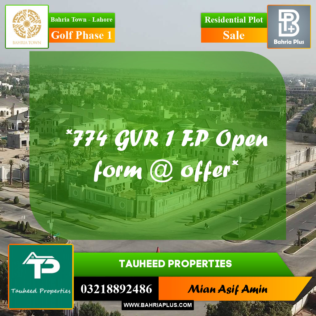 10 Marla Residential Plot for Sale in Golf Phase 1 -  Bahria Town, Lahore - (BP-227810)