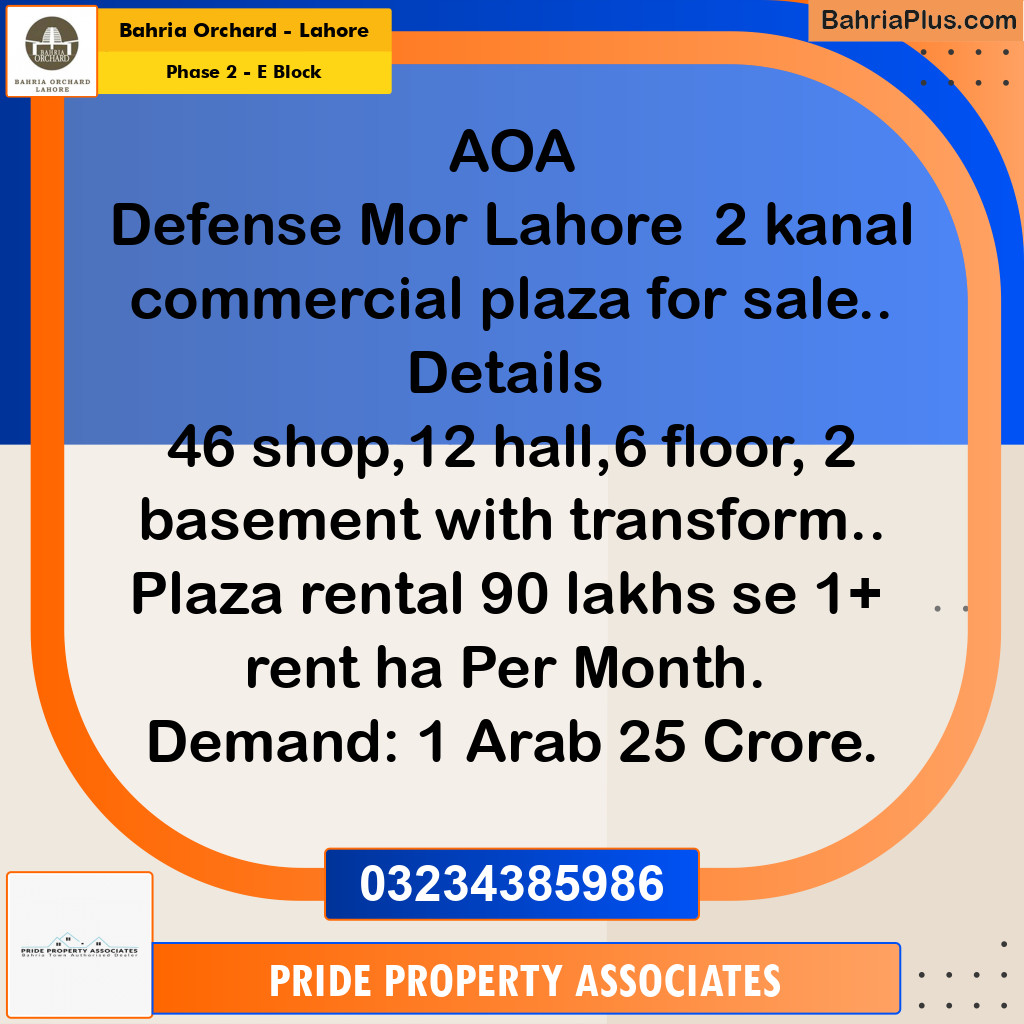8 Marla Residential Plot for Sale in Phase 2 - E Block -  Bahria Orchard, Lahore - (BP-227860)