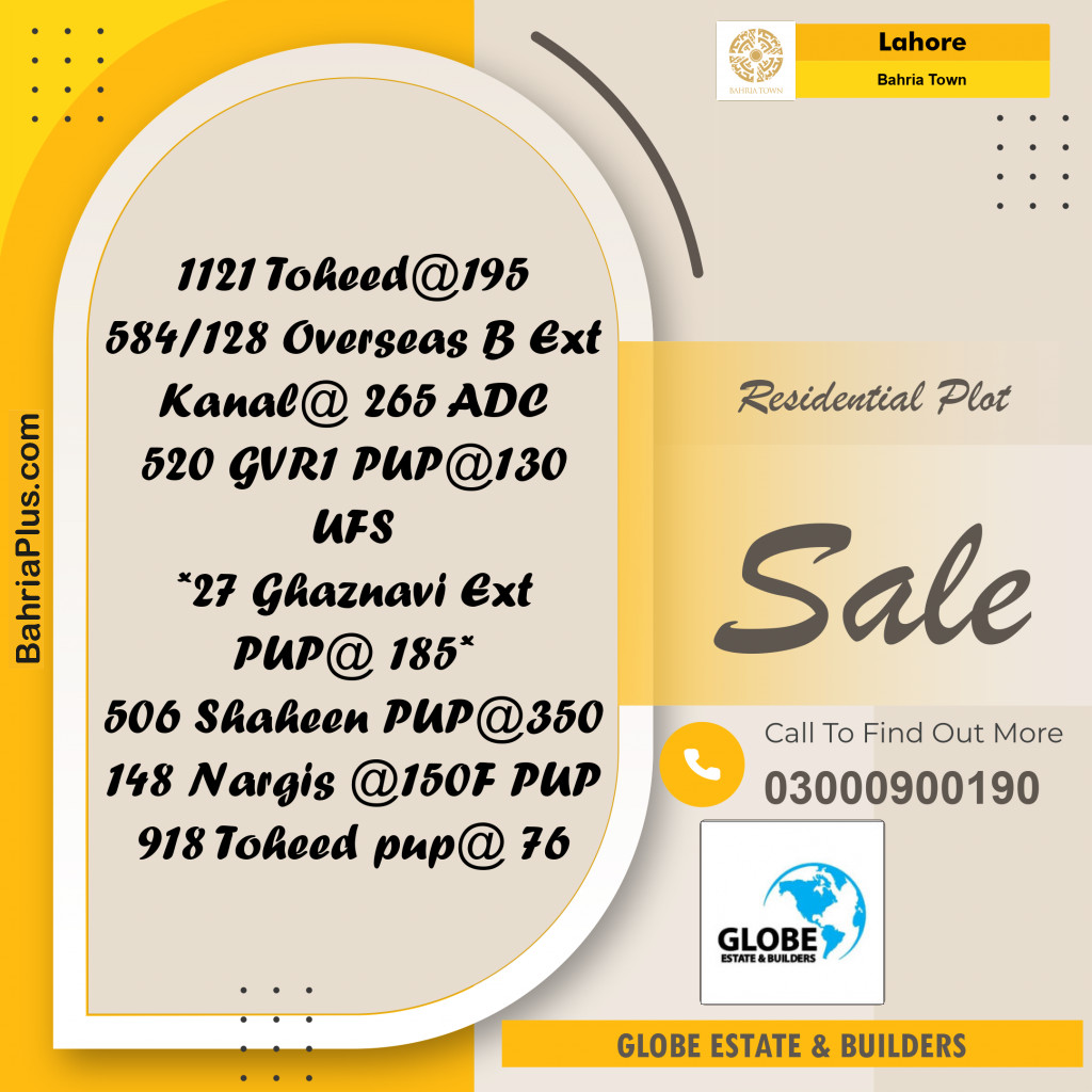 Residential Plot for Sale in Bahria Town, Lahore - (BP-227869)