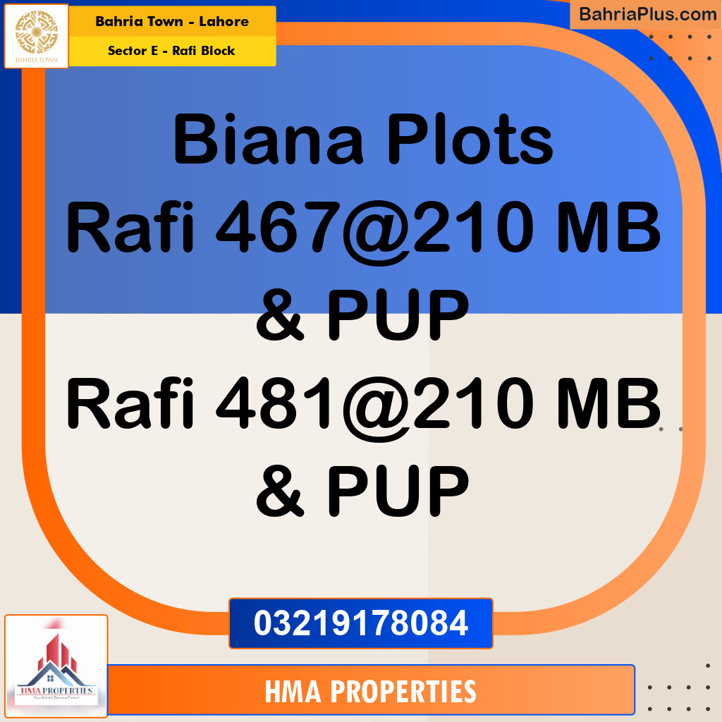 10 Marla Residential Plot for Sale in Sector E - Rafi Block - Bahria Town, Lahore - (BP-227874)