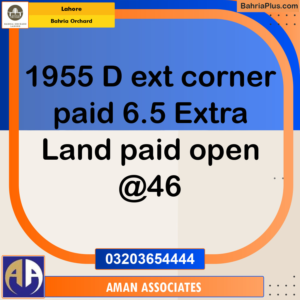 Residential Plot for Sale in Bahria Orchard, Lahore - (BP-227881)