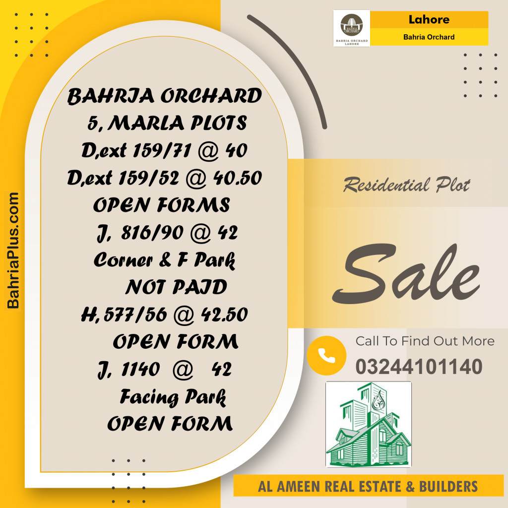 Residential Plot for Sale in Bahria Orchard, Lahore - (BP-228032)