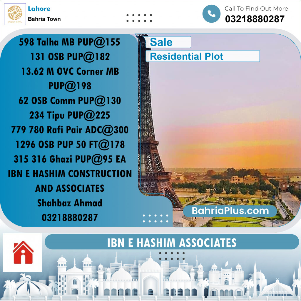 Residential Plot for Sale in Bahria Town, Lahore - (BP-228082)