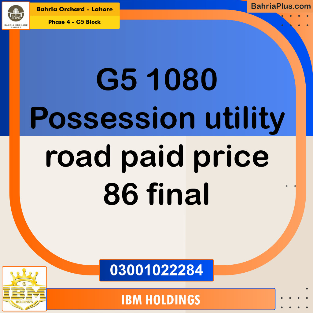 10 Marla Residential Plot for Sale in Phase 4 - G5 Block -  Bahria Orchard, Lahore - (BP-228101)