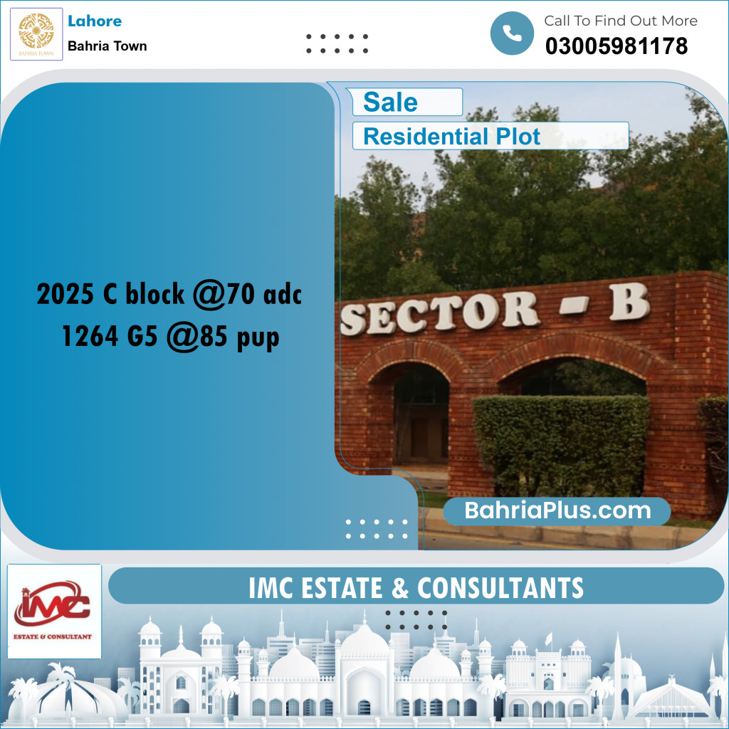 Residential Plot for Sale in Bahria Town, Lahore - (BP-228103)