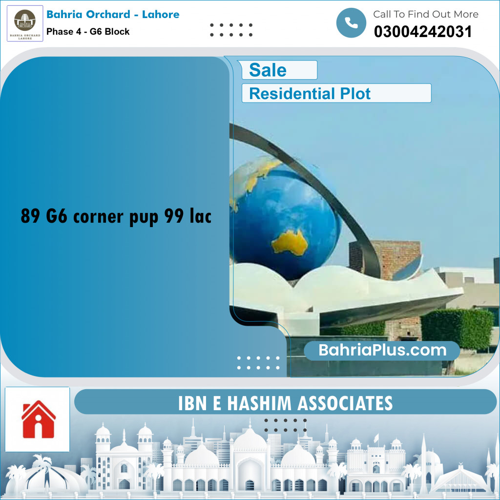 10 Marla Residential Plot for Sale in Phase 4 - G6 Block -  Bahria Orchard, Lahore - (BP-228108)