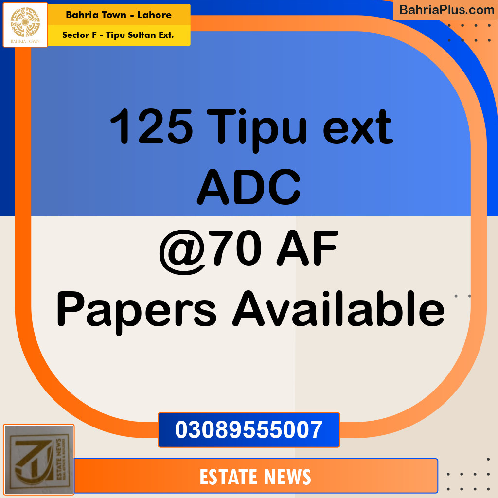 Residential Plot for Sale in Sector F - Tipu Sultan Ext. -  Bahria Town, Lahore - (BP-228115)