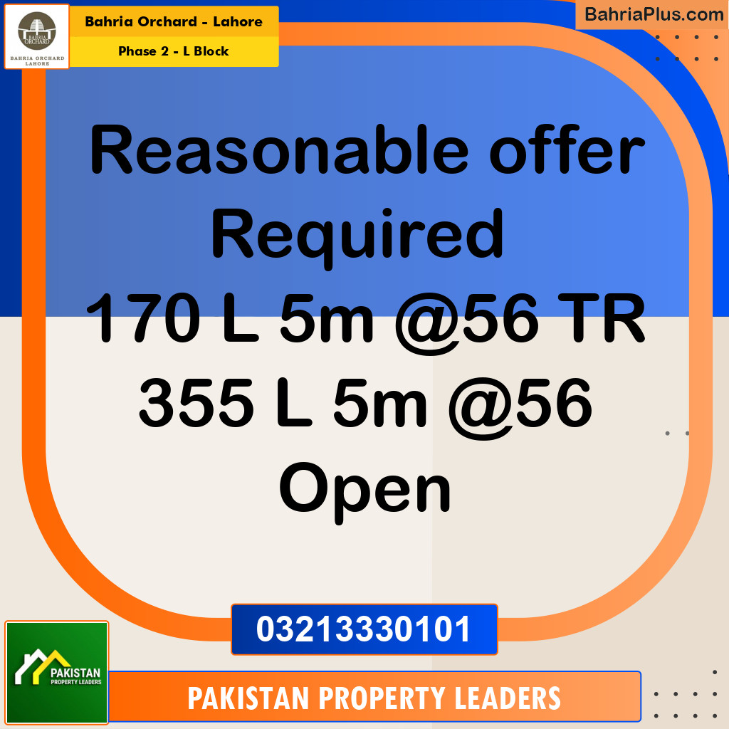 5 Marla Residential Plot for Sale in Phase 2 - L Block -  Bahria Orchard, Lahore - (BP-228126)