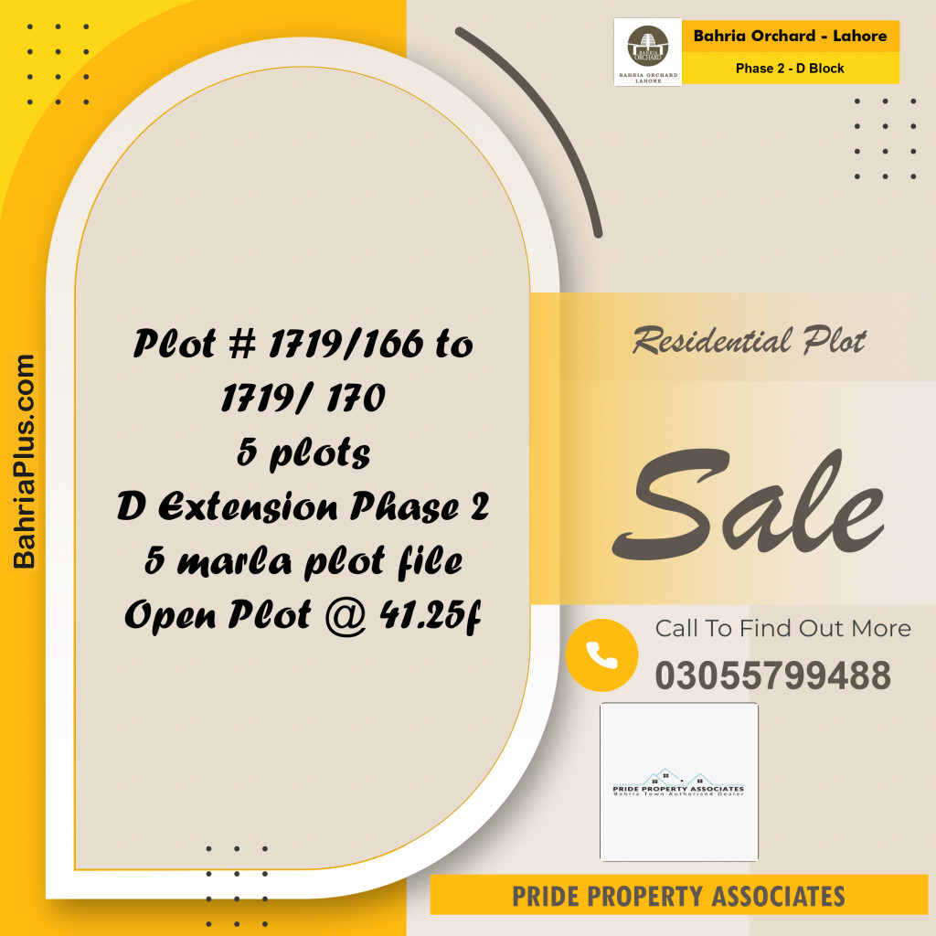5 Marla Residential Plot for Sale in Phase 2 - D Block -  Bahria Orchard, Lahore - (BP-228149)