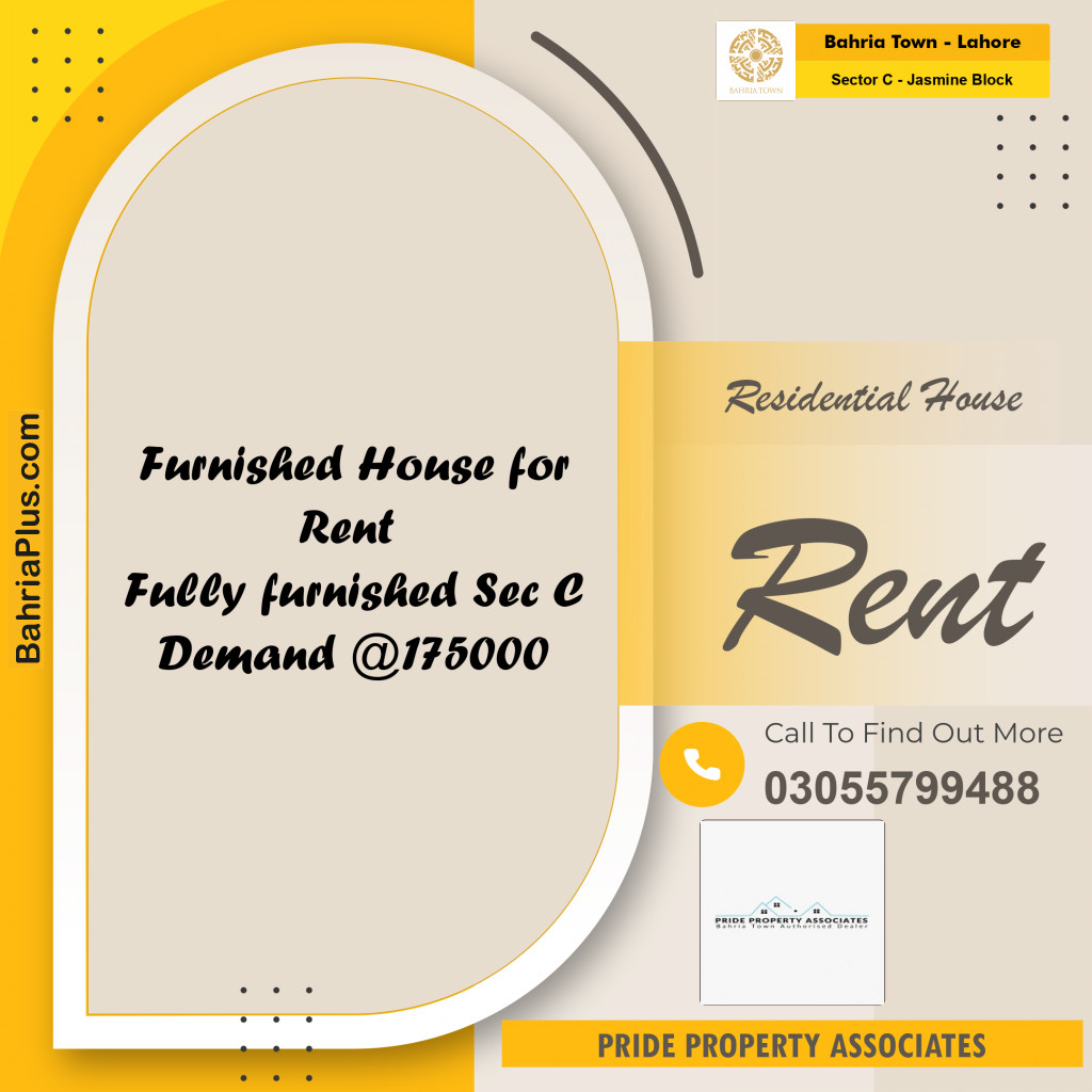 10 Marla Residential House for Rent in Sector C - Jasmine Block -  Bahria Town, Lahore - (BP-228161)