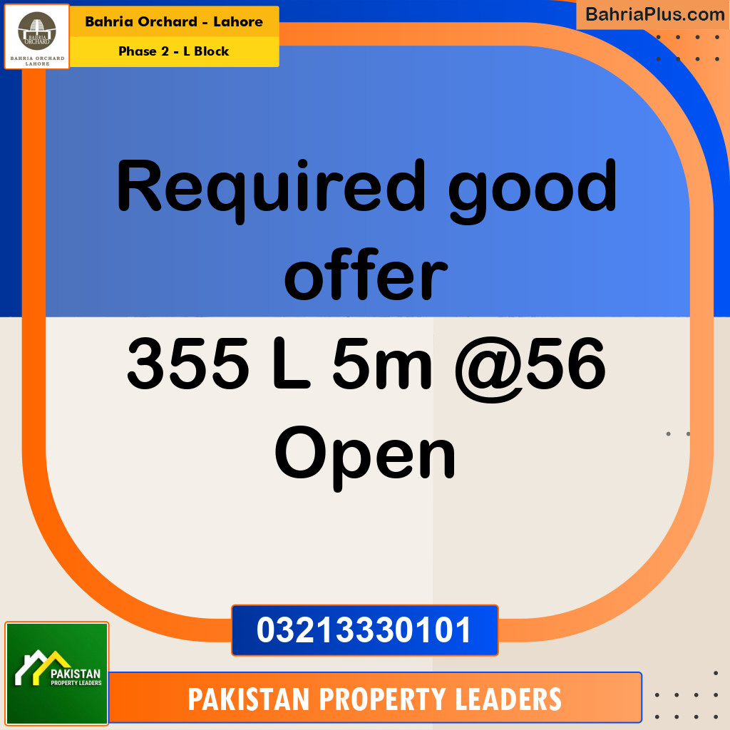 5 Marla Residential Plot for Sale in Phase 2 - L Block -  Bahria Orchard, Lahore - (BP-228162)