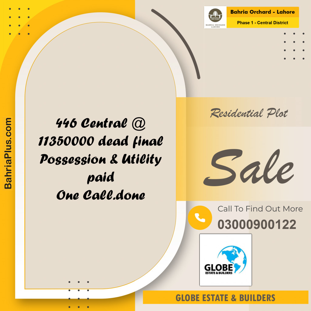 10 Marla Residential Plot for Sale in Phase 1 - Central District -  Bahria Orchard, Lahore - (BP-228169)