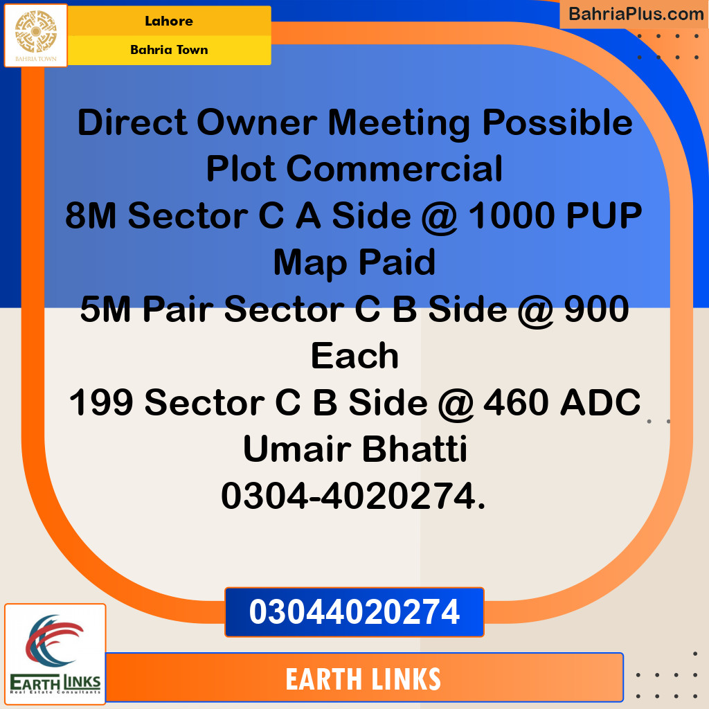 Commercial Plot for Sale in Bahria Town, Lahore - (BP-228173)