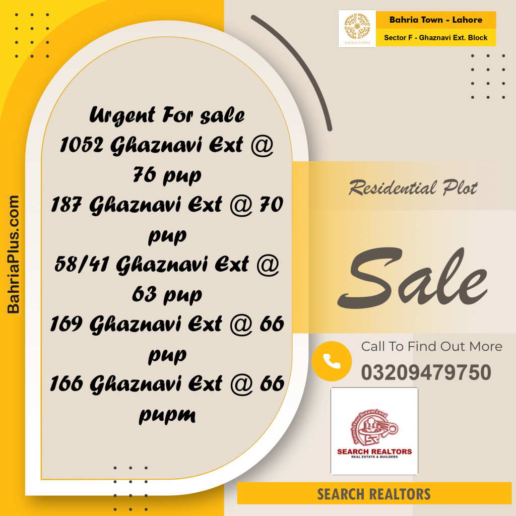5 Marla Residential Plot for Sale in Sector F - Ghaznavi Ext. Block -  Bahria Town, Lahore - (BP-228201)