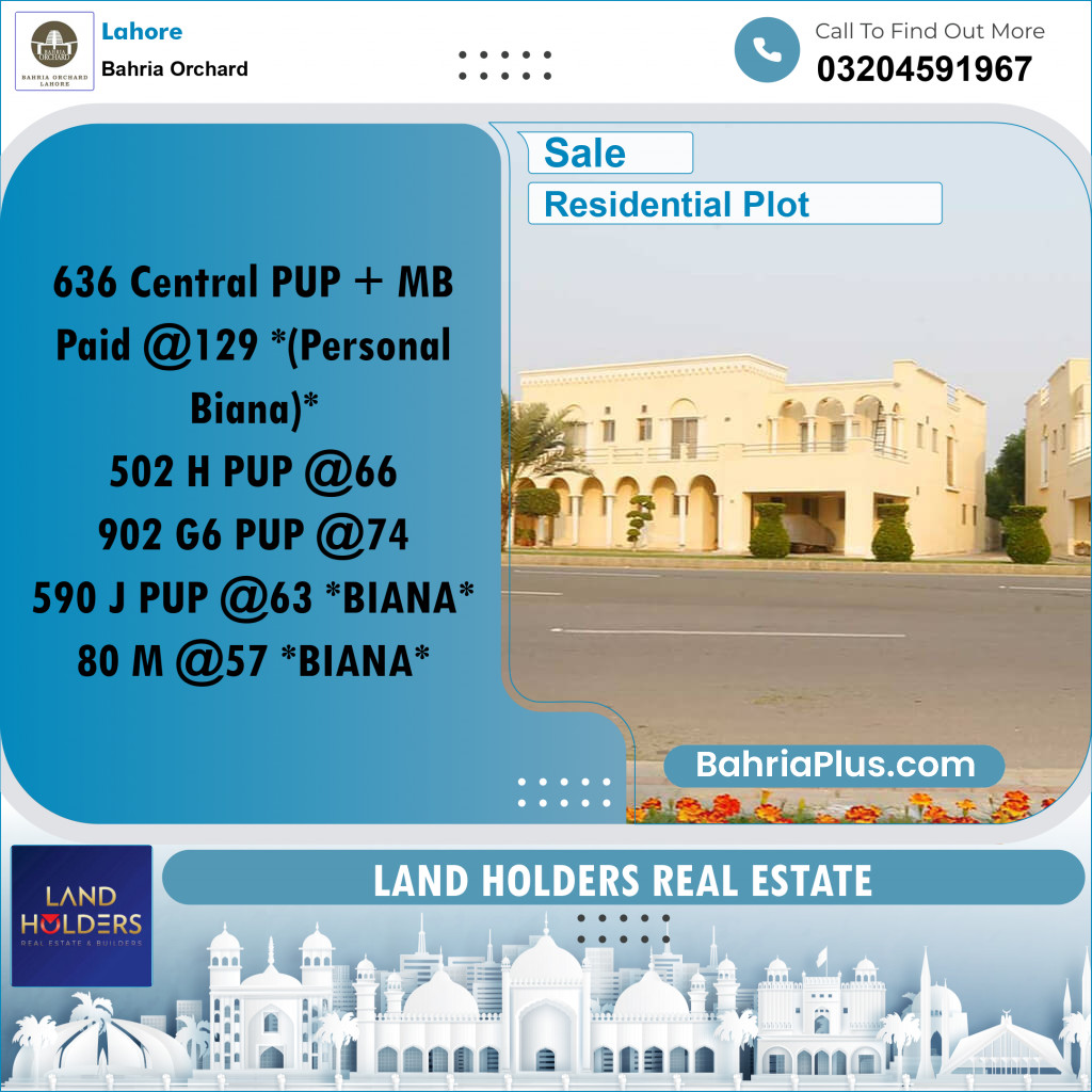 Residential Plot for Sale in Bahria Orchard, Lahore - (BP-228211)