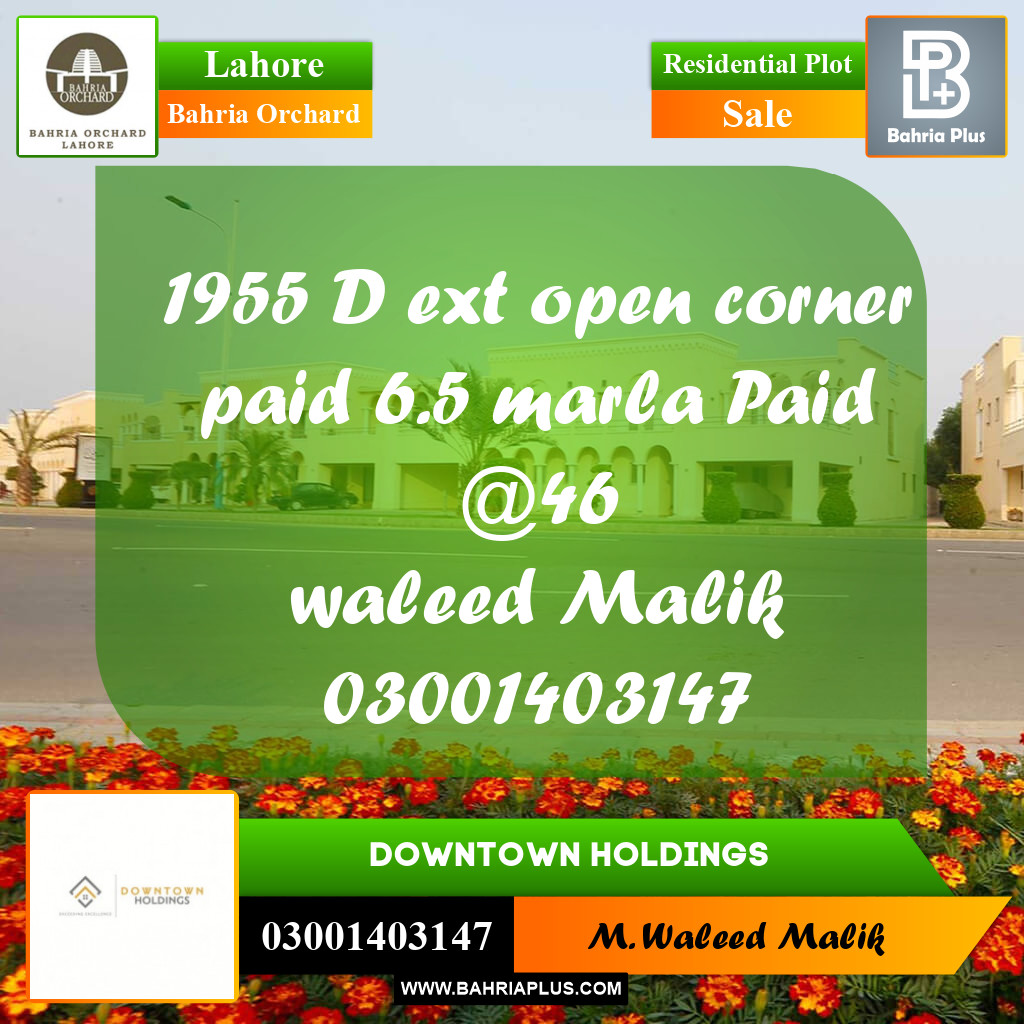 Residential Plot for Sale in Bahria Orchard, Lahore - (BP-228241)