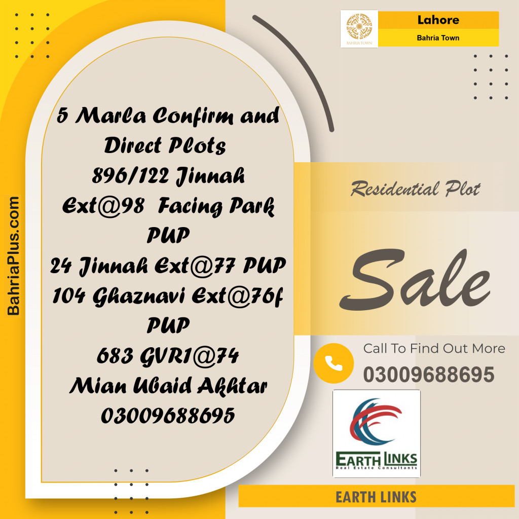 Residential Plot for Sale in Bahria Town, Lahore - (BP-228308)