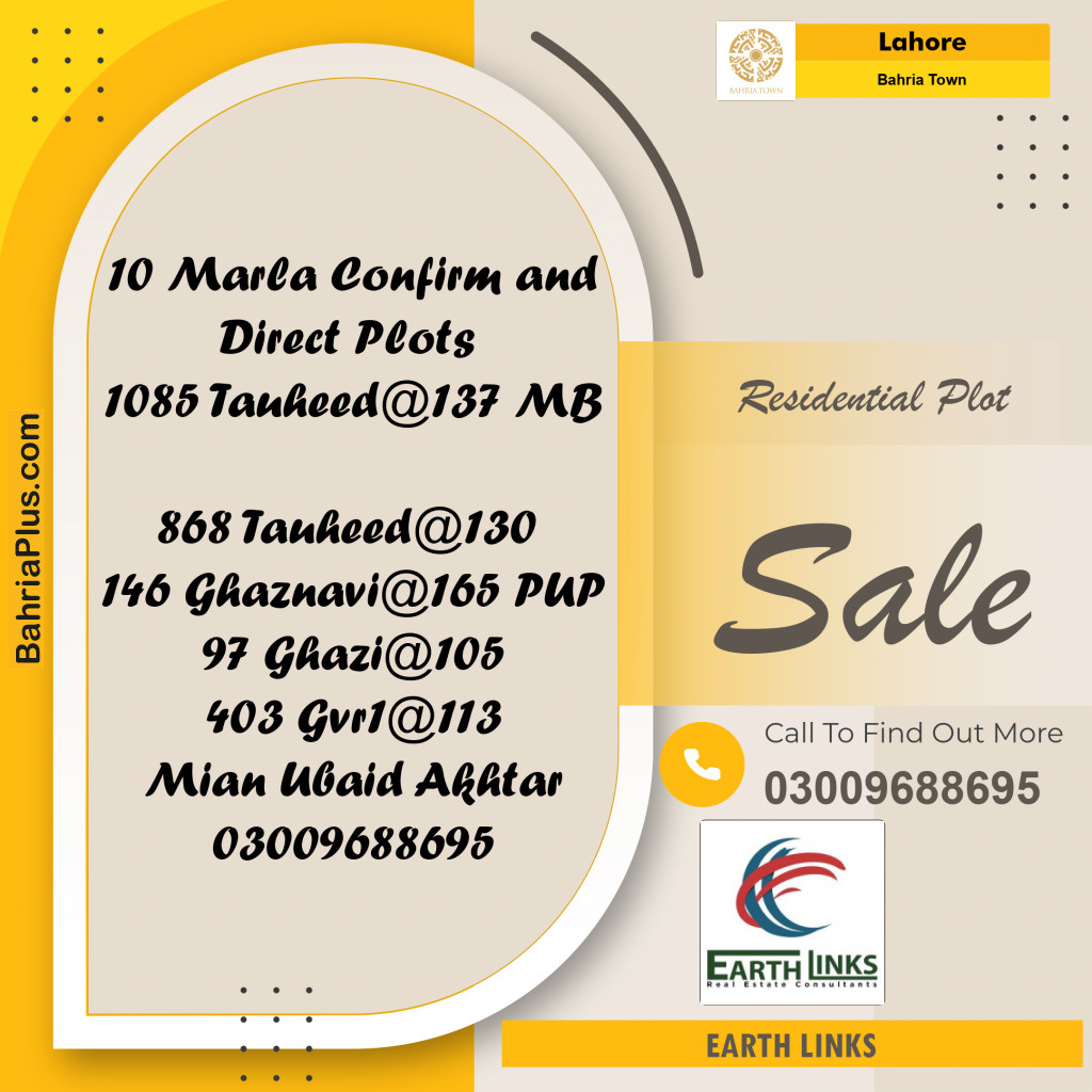 Residential Plot for Sale in Bahria Town, Lahore - (BP-228309)