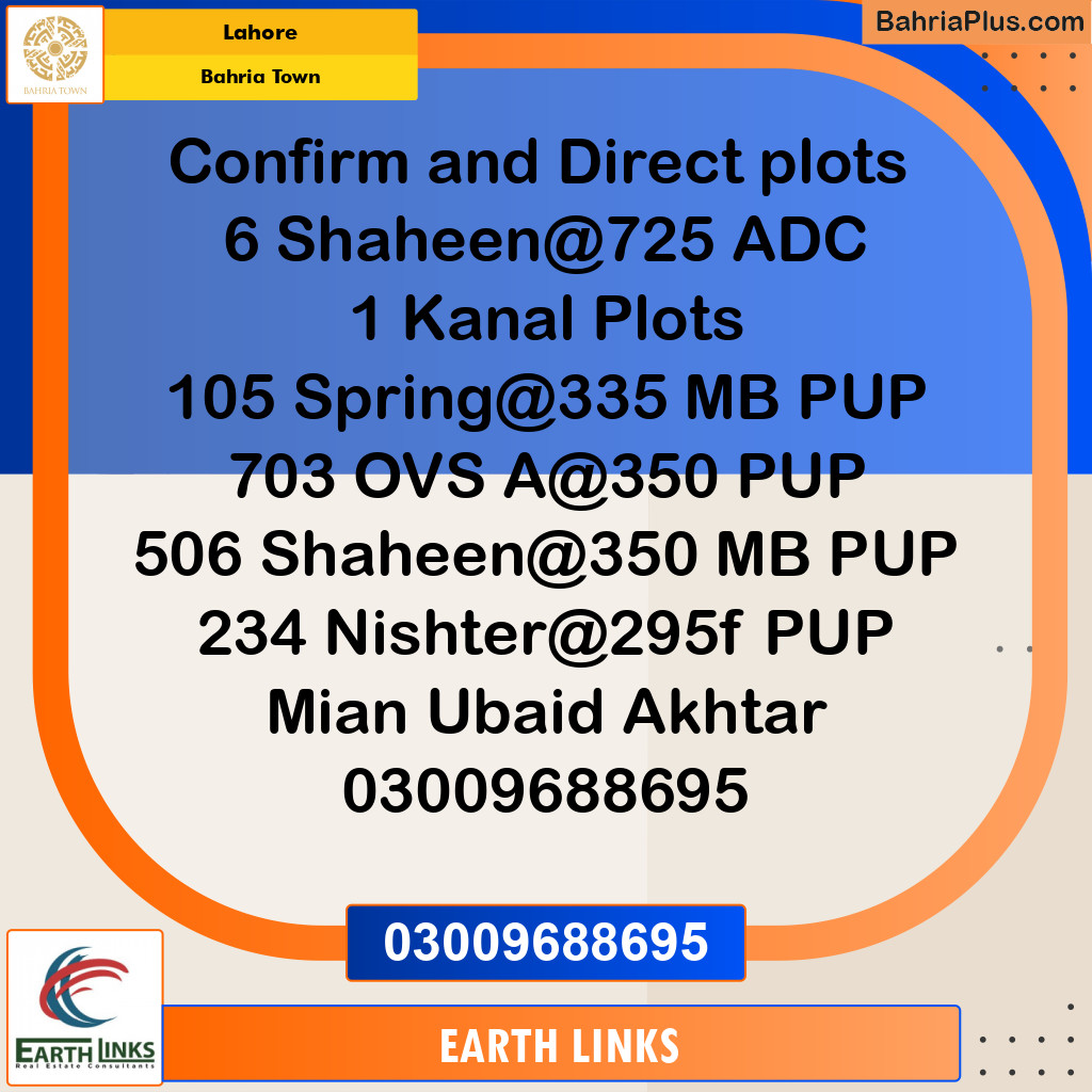 Residential Plot for Sale in Bahria Town, Lahore - (BP-228311)