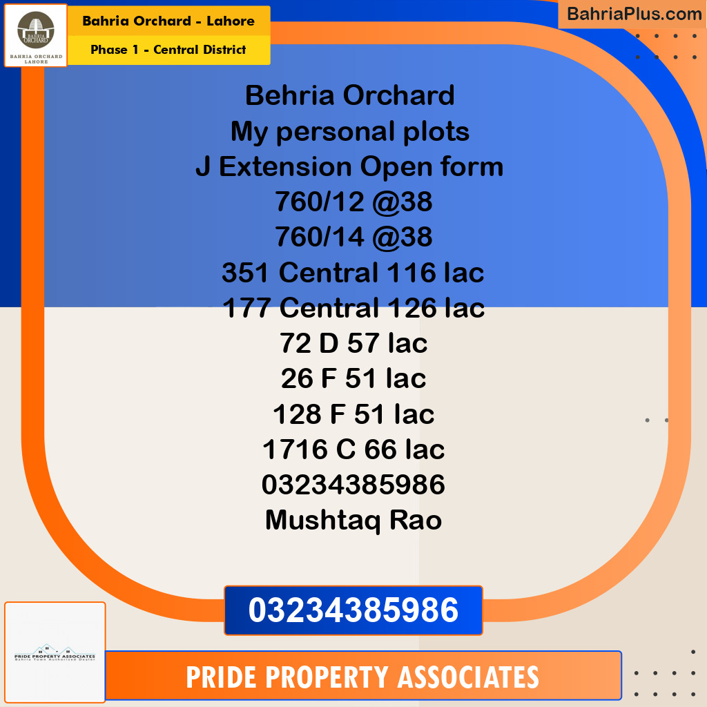 10 Marla Residential Plot for Sale in Phase 1 - Central District -  Bahria Orchard, Lahore - (BP-228428)