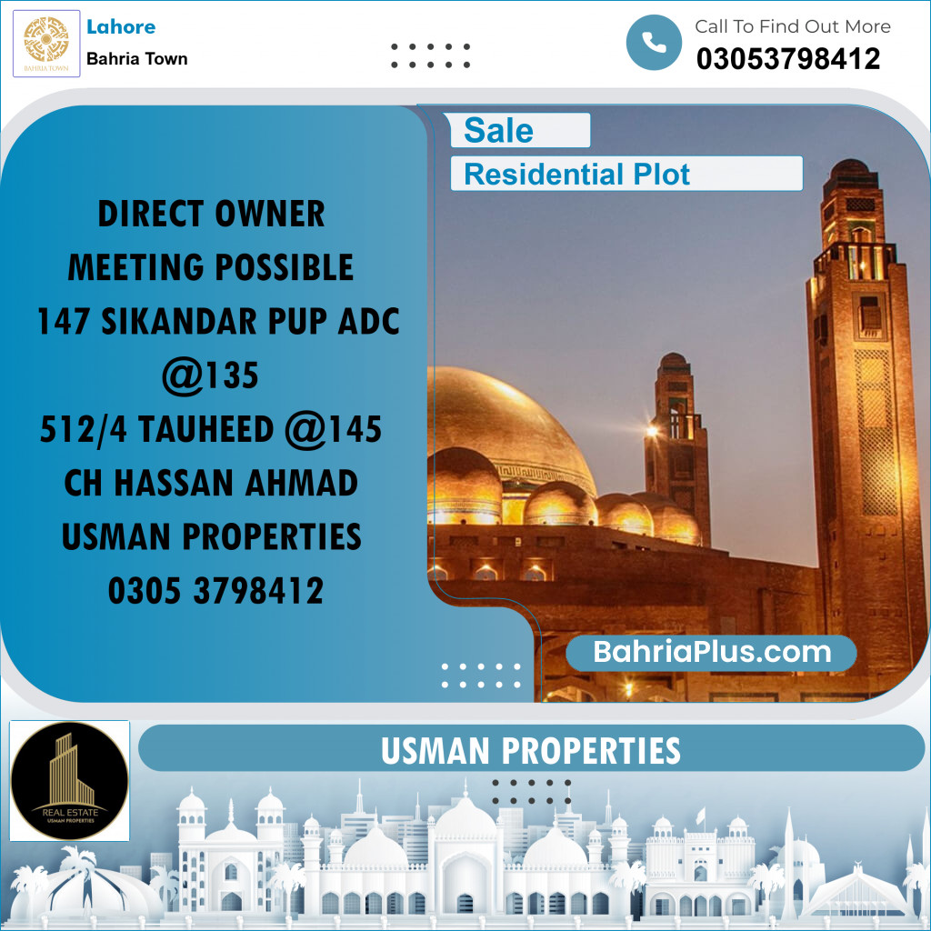 Residential Plot for Sale in Bahria Town, Lahore - (BP-228453)