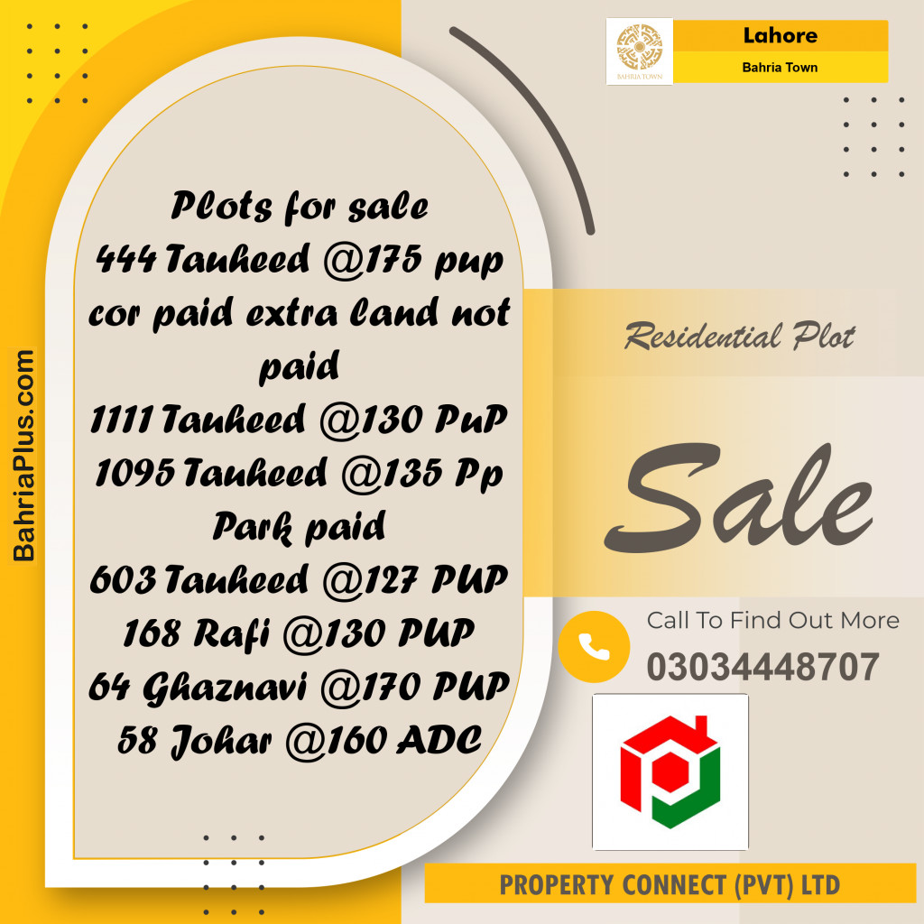 Residential Plot for Sale in Bahria Town, Lahore - (BP-228471)