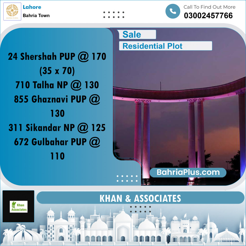 Residential Plot for Sale in Bahria Town, Lahore - (BP-228479)