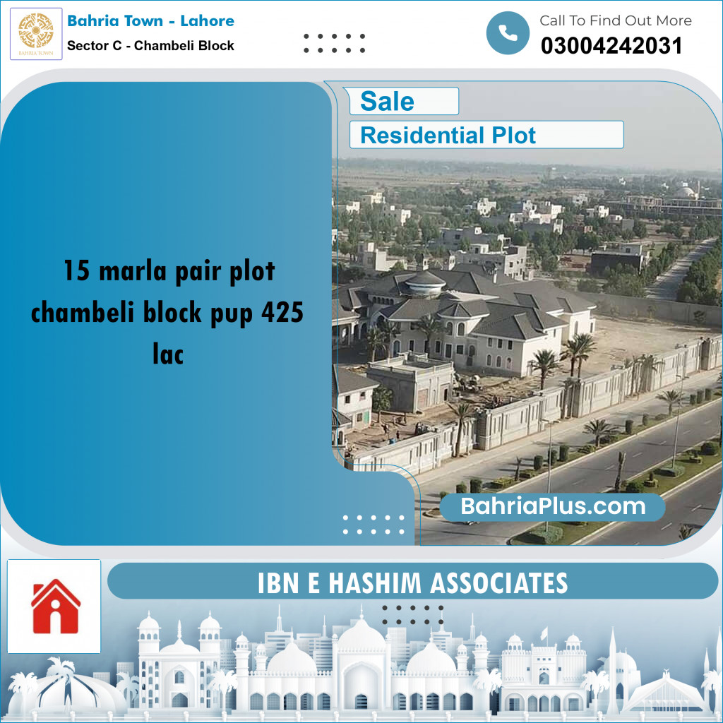 30 Marla Residential Plot for Sale in Sector C - Chambeli Block -  Bahria Town, Lahore - (BP-228497)