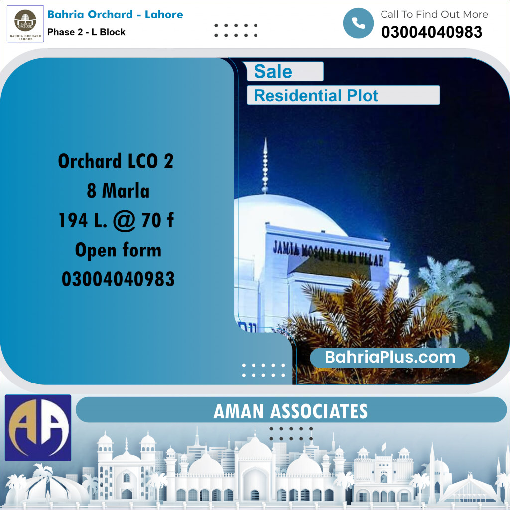Residential Plot for Sale in Phase 2 - L Block -  Bahria Orchard, Lahore - (BP-228504)