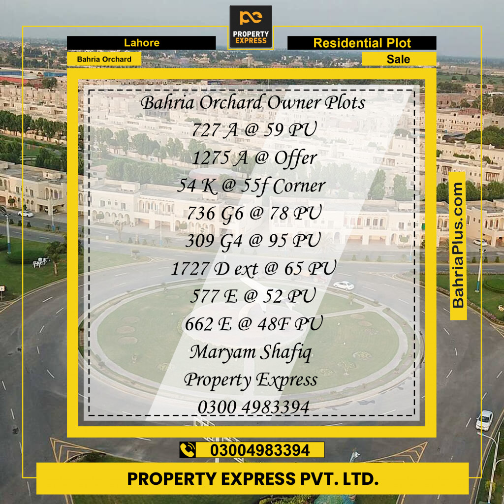 Residential Plot for Sale in Bahria Orchard, Lahore - (BP-228535)
