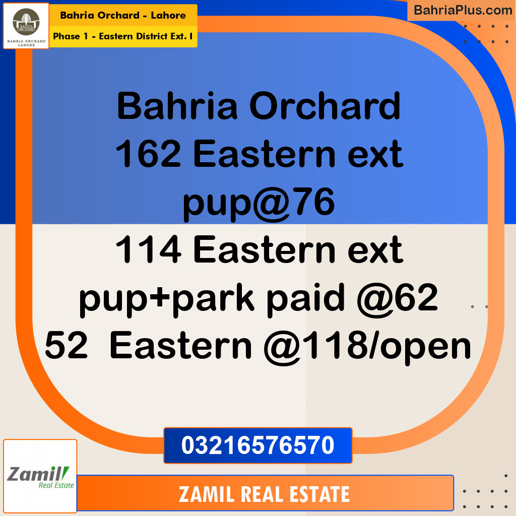5 Marla Residential Plot for Sale in Phase 1 - Eastern District Ext. I -  Bahria Orchard, Lahore - (BP-228536)