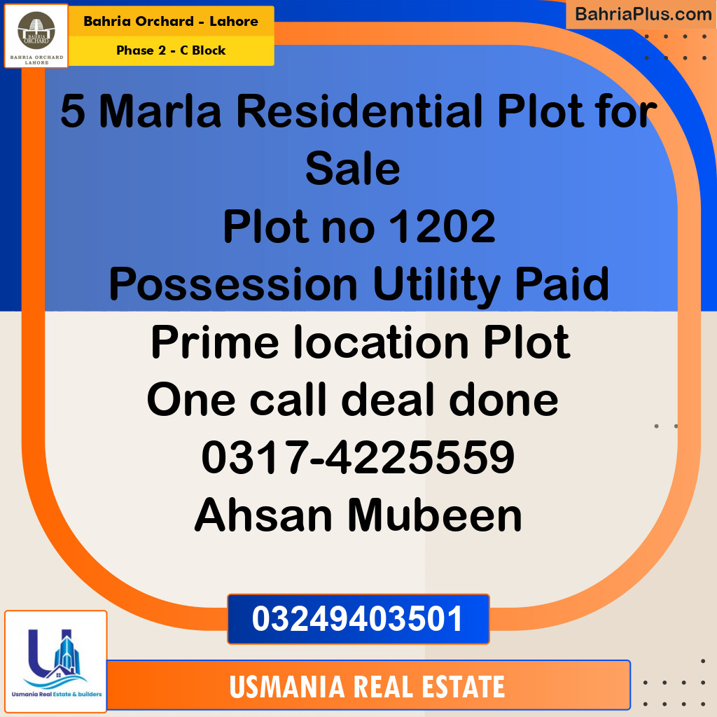 5 Marla Residential Plot for Sale in Phase 2 - C Block -  Bahria Orchard, Lahore - (BP-228639)