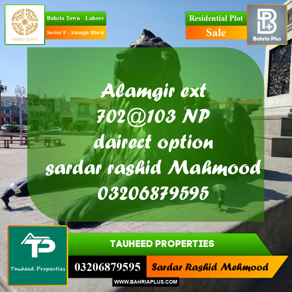 10 Marla Residential Plot for Sale in Sector F - Alamgir Block -  Bahria Town, Lahore - (BP-228666)