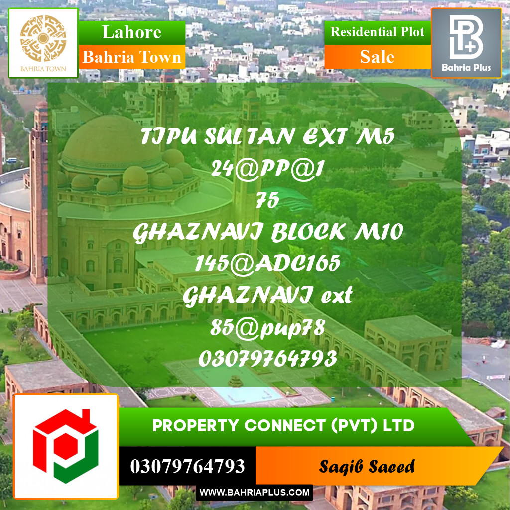 Residential Plot for Sale in Bahria Town, Lahore - (BP-228675)