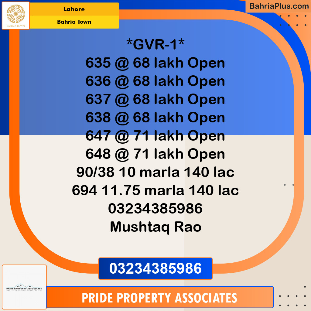 10 Marla Residential Plot for Sale in Bahria Town, Lahore - (BP-228692)