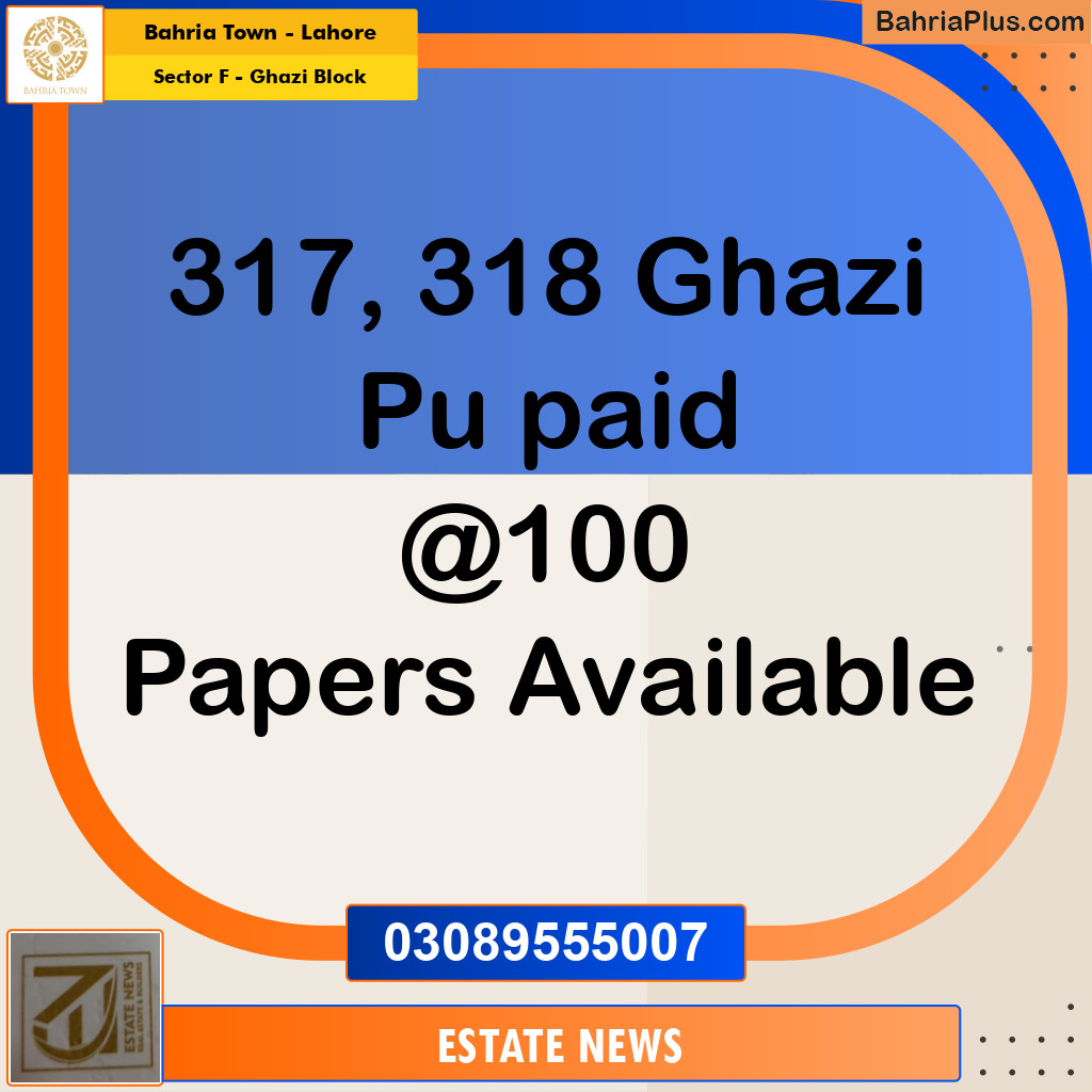 Residential Plot for Sale in Sector F - Ghazi Block -  Bahria Town, Lahore - (BP-228707)