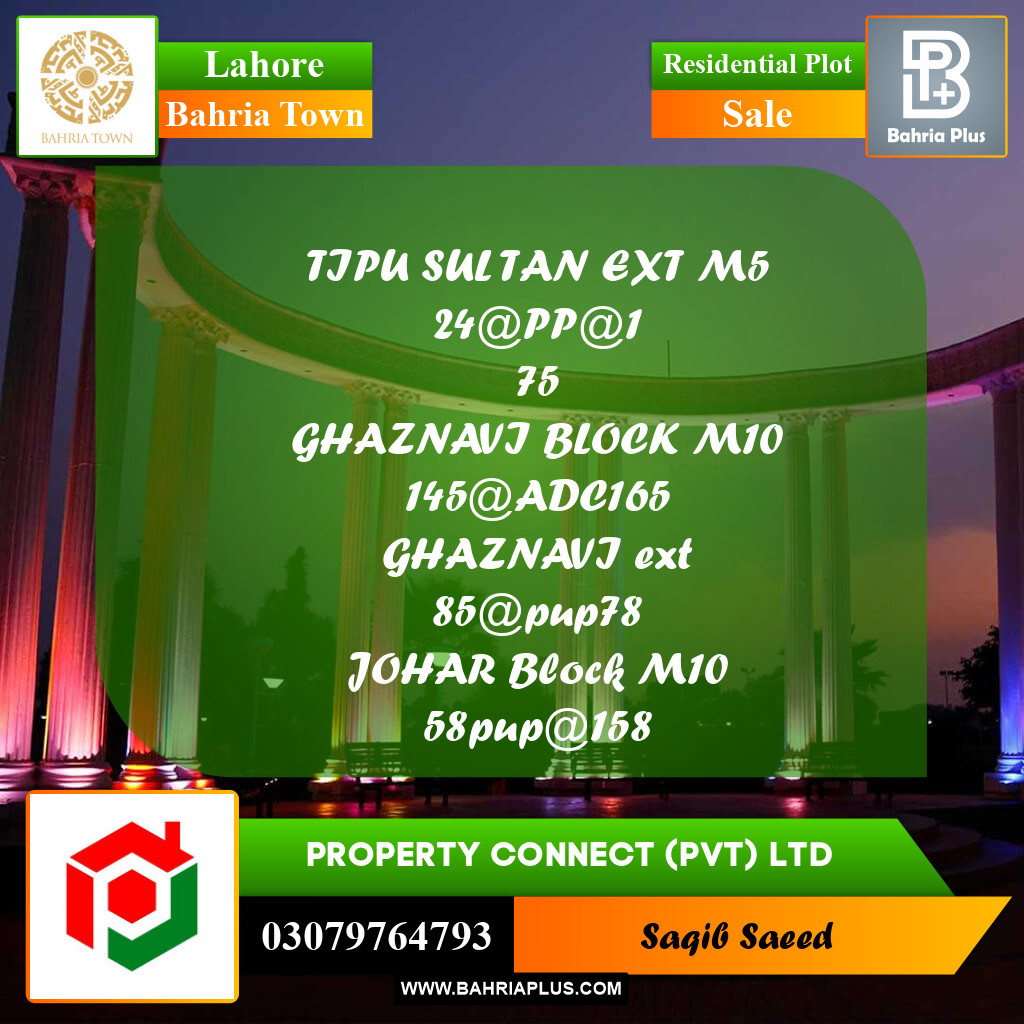 Residential Plot for Sale in Bahria Town, Lahore - (BP-228710)