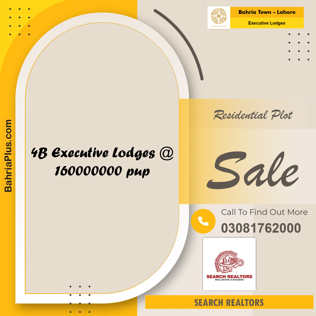 83 Marla Residential Plot for Sale in Executive Lodges -  Bahria Town, Lahore - (BP-228717)