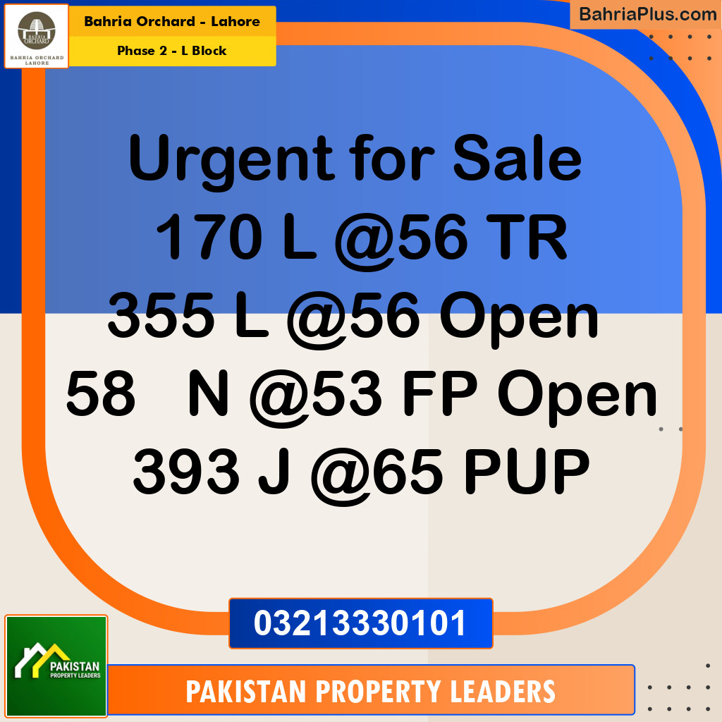 5 Marla Residential Plot for Sale in Phase 2 - L Block -  Bahria Orchard, Lahore - (BP-228786)