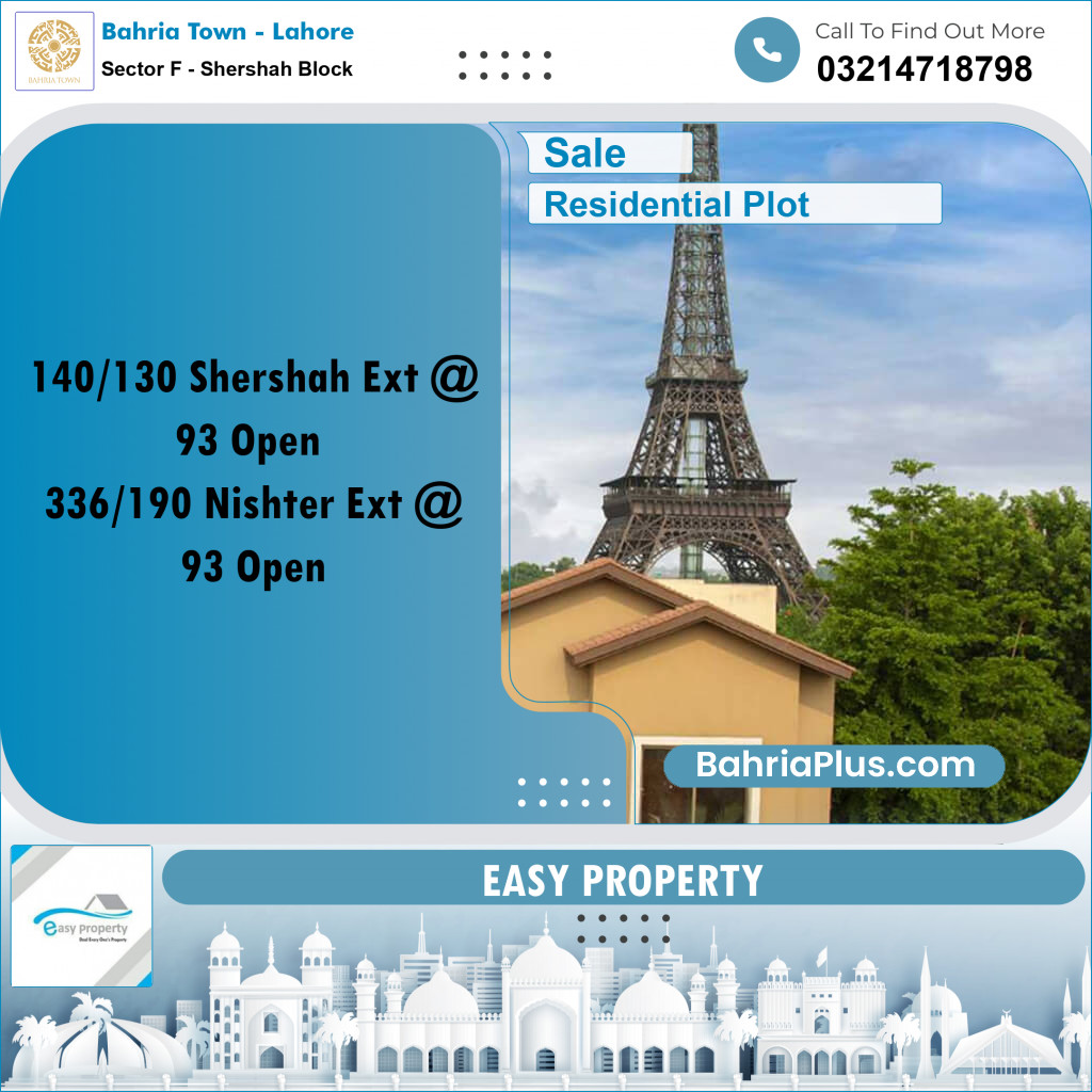 5 Marla Residential Plot for Sale in Sector F - Shershah Block -  Bahria Town, Lahore - (BP-228807)