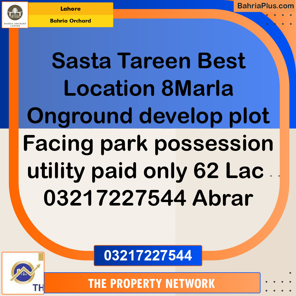 Residential Plot for Sale in Bahria Orchard, Lahore - (BP-228818)
