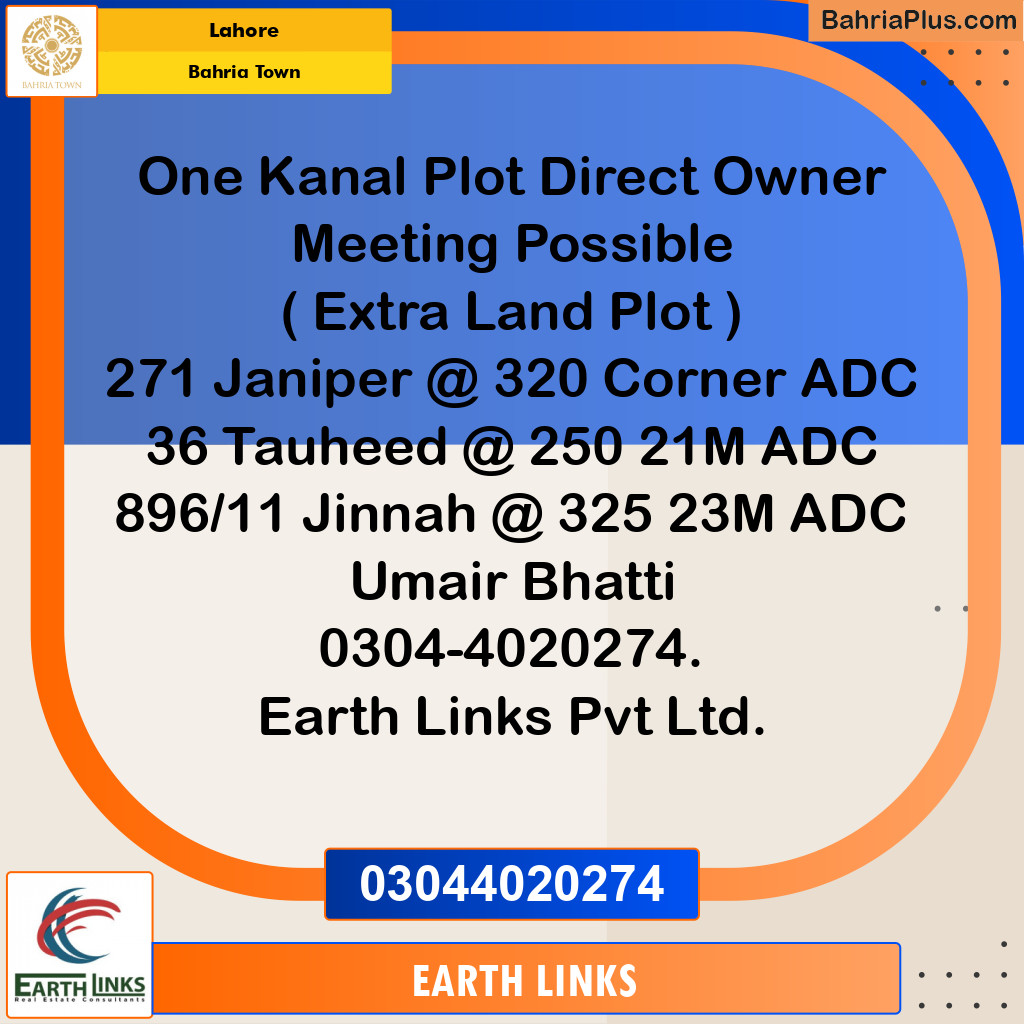 1 Kanal Residential Plot for Sale in Bahria Town, Lahore - (BP-228833)