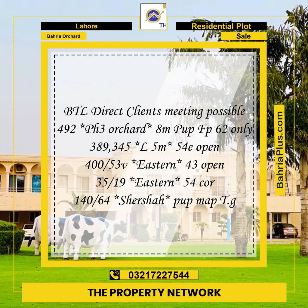 Residential Plot for Sale in Bahria Orchard, Lahore - (BP-228885)