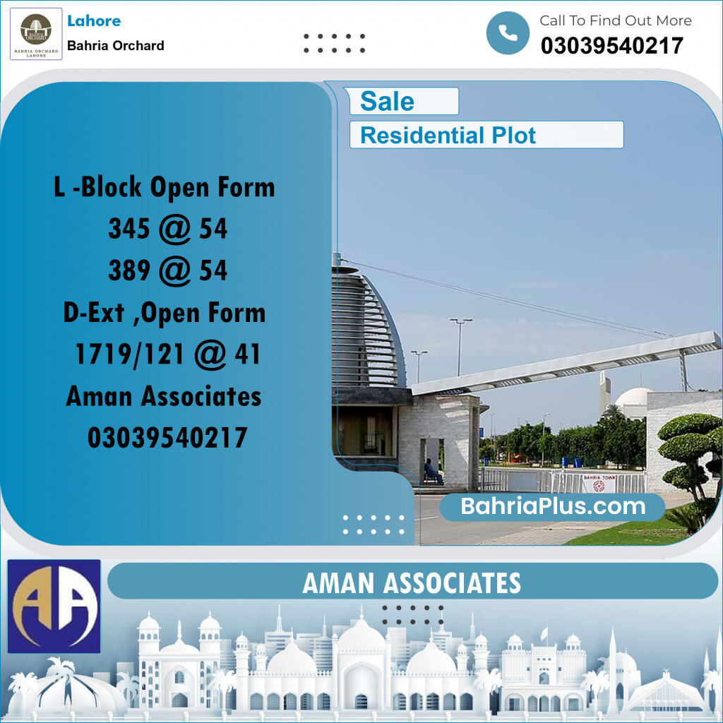 5 Marla Residential Plot for Sale in Bahria Orchard, Lahore - (BP-228998)