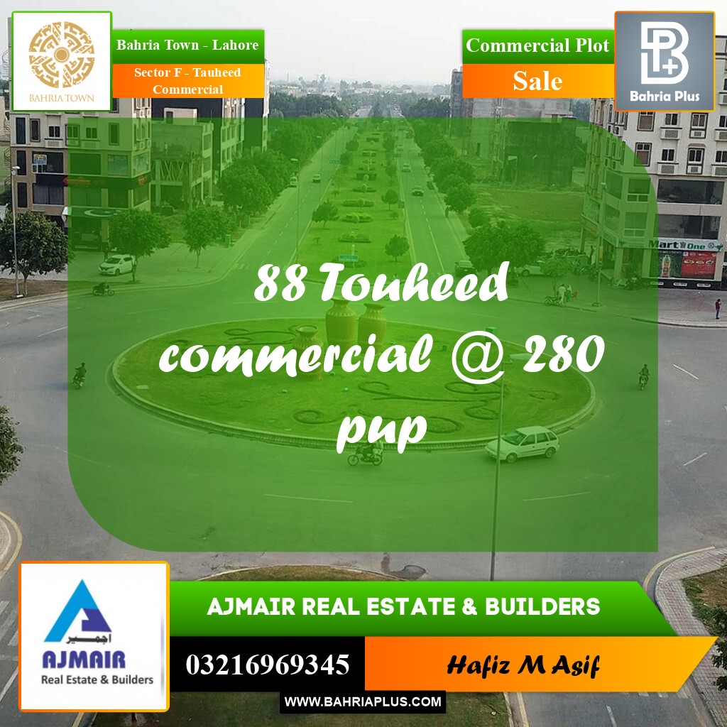 5 Marla Commercial Plot for Sale in Sector F - Tauheed Commercial -  Bahria Town, Lahore - (BP-229003)